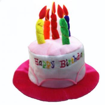 Boule d'anniversaire adulte en peluche avec chapeau décoratif