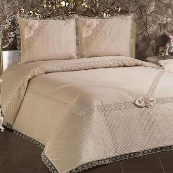 Set copripiumino Poppy 3 pezzi, copriletto 240x260 e federa 50x70 Cappuccino