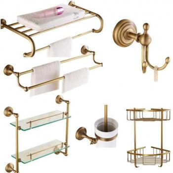 Antikmessing Badzubehör-Set für Wandmontage