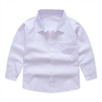 Kids' White Long Sleeve Blouse for Boys 3-12Y