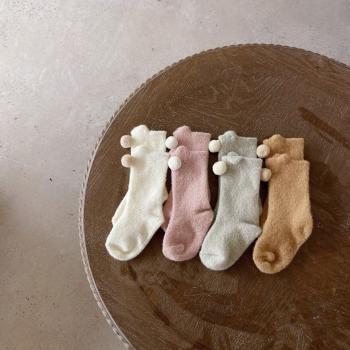 Autumn Winter Baby Socks with Pompom