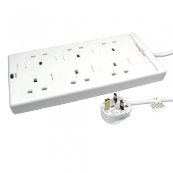 Switch Base Multiples 6 Vías, Cable 2 m, Blanco