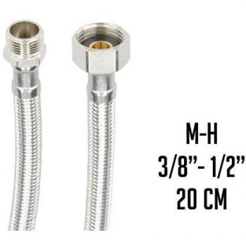 Latiguillo de acero inoxidable M3/8 x H1/2 20 cm