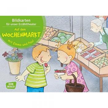 Auf dem Wochenmarkt mit Emma und Paul. Kamishibai Bildkartenset.