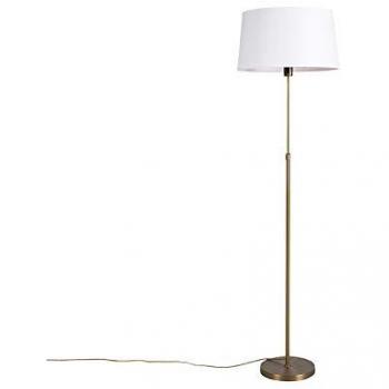 QAZQA Bronze Floor Lamp with Adjustable White Linen Lampshade 45 cm