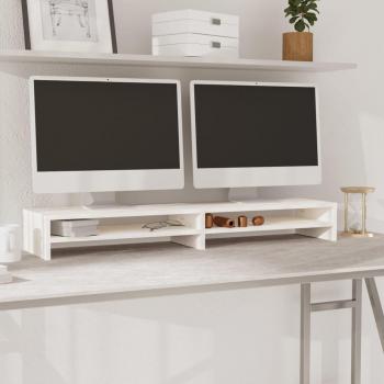 Support de moniteur en bois de pin blanc 100x24x13 cm