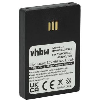 Batterie de téléphone fixe sans fil vhbw pour Ascom 600190/2C (950mAh, 3,7V, Li-ion) noire
