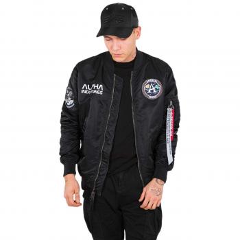 Alpha Men's MA-1 Moon Landing Reversible Jacket, Black, Small