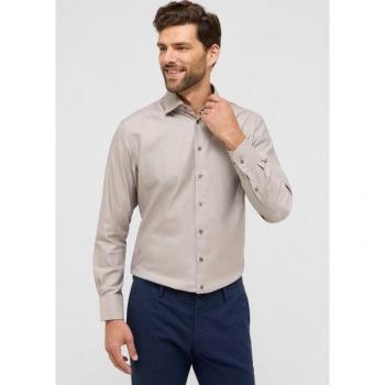Beige Eterna 2XL Men's Long Sleeve Casual Shirt in Taupe, Model 1188
