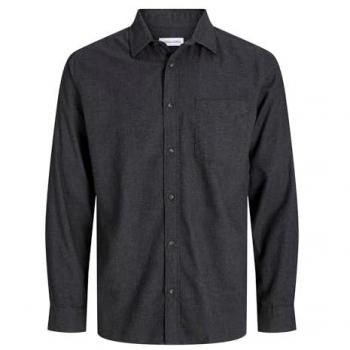 Jack & Jones Classic‑Plus Langarmhemd – 5XL, dunkelgrau Melange, Baumwolle, Herren