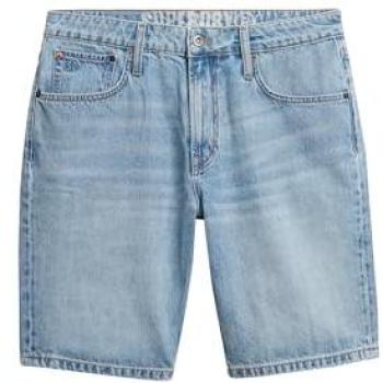 Pantalón Corto de Corte Recto Superdry Orgánico Azul Vintage