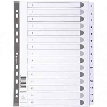 Exacompta Index 1-15 A4 160gsm Card White with White Mylar Tabs
