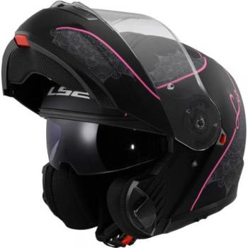 LS2 FF908 Strobe II Lux Klapphelm Mattschwarz-Rosa XL