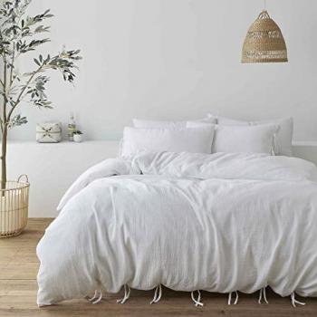 Pineapple Elephant Afra White Cotton Muslin Duvet Set