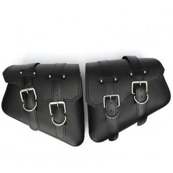 2x Black Universal Motorcycle Saddlebags for Harley