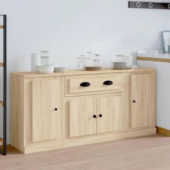 Vidaxl 3er Set Sideboards Sonoma-Eiche Holzwerkstoff