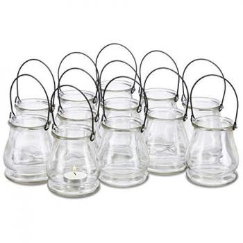 Photophores transparents en verre, 48 pièces, petits vases avec anse
