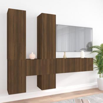 Wohnzimmer TV-Kabinen-Set Braun (Eichenoptik) – Vidaxl