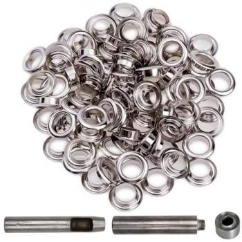 Lot de 100 anneaux à œil en métal avec kit d'outils, diamètre 12 mm