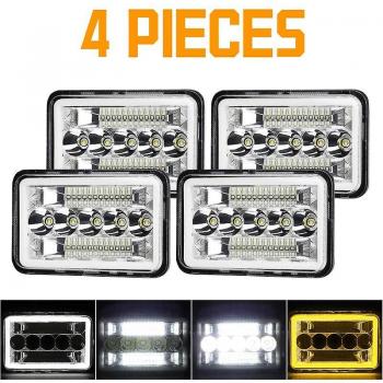 Phares LED 4x6 Hi-Lo Beam blanc jaune Halo DRL moto, SUV, camion – modèle 1982‑1992 Chevrolet Camaro