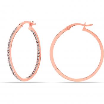 LeCalla 30MM 925 Sterling Silver 14K Rose Gold Hoop Earrings for Women