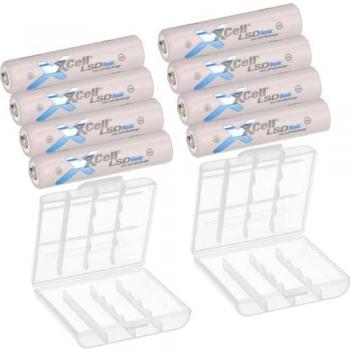 8 AAA Akkus XCell LSD + 2 Transportboxen