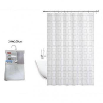 Cortina Anti Moho Traesio 240x200 – Con Anillas Cuadradas para Baños
