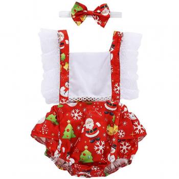 Ruffled Baby Romper for Christmas 0-24M