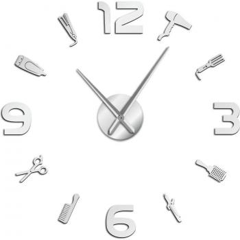 Barber Shop Mute Wall Clock with DIY Acrylic Design