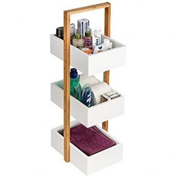 Shelfmade Standregal, schmal, 3 Ebenen, für Bad und Küche, Bambus