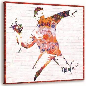 Cuadro Banksy, Hooligan y ramo de flores 30x30