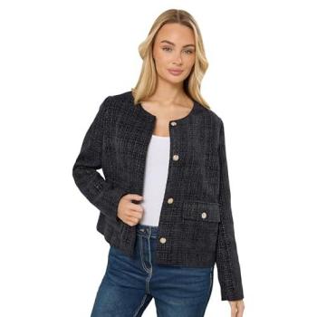 Boucle Button‑Up Coat for Women – Dark Navy, Size 12, M&Co