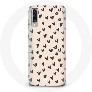 Samsung Galaxy A70 Hülle Herztextur in Schwarz