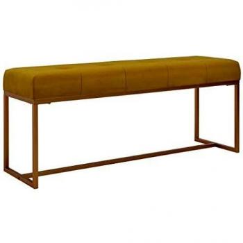 Mueble Banquillo Terciopelo Mostaza