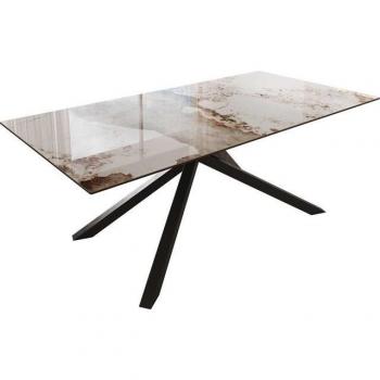 DELIFE Esstisch Edge (Keramik Minas Melange) – 200 x 100 cm, Kreuzgestell Rechteck in