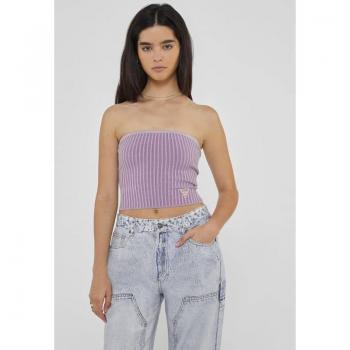Maglia Crop Top a Costine, Fascia Inclusa