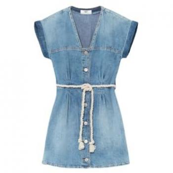 Robe enfant en denim Karité bleu clair