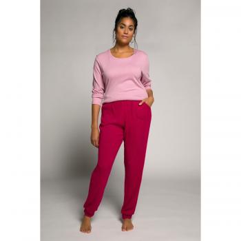 Women's Plus Size Pink Rib Knit Elastic Waist Lounge Pants, Size 20/22, Viscose/Polyester