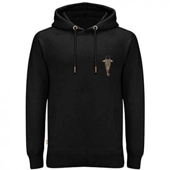 Mature Black Leather Hoodie with Hood – Men's M