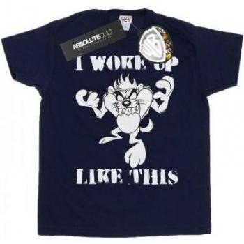 T-shirt Looney Tunes Garçon Taz Je me suis réveillé comme ça 6-7 ans noir