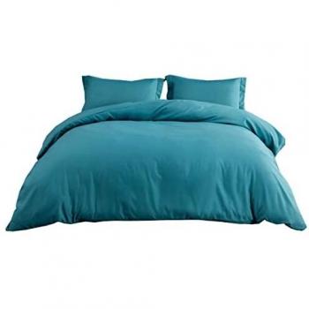 MOHAP Duvet Cover Set 3 PCS Double Plain Brushed Microfiber Bedding Duvet Cover with Pillowcases