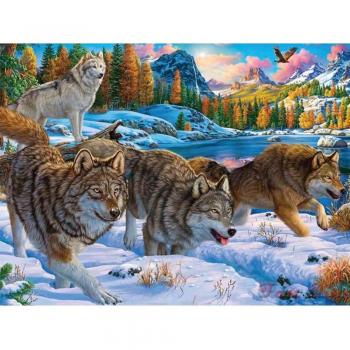 Kreuzstich Wolf mit Diamanten