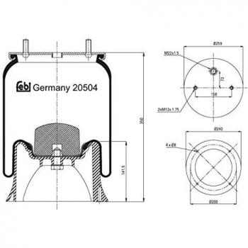 Soffietto per Sospensione Pneumatica FEBI BILSTEIN Boot, Codice Prodotto: 20504