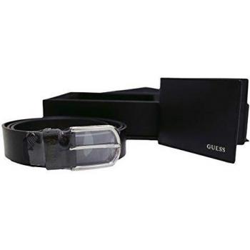 Black Leather Gerard Belt + Wallet Gift Set by Guess