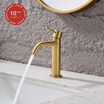 Sky Bath Lavabo Grifo Monomando Oro Cepillado Inox Serie Promise