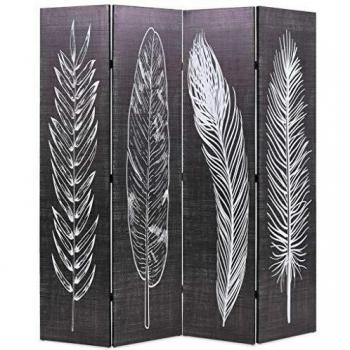 Écran pliable vidaXL 160x170 cm, impression Plumes, noir et blanc