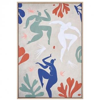 Lienzo Cuadro de Pared Multicolor 93 x 63 cm con Marco MDF Sintético, Figuras Femeninas Abstractas Geométricas Lucera