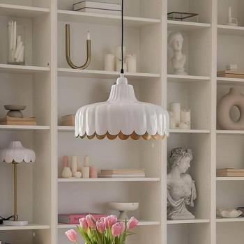 Lampada a sospensione PR Home Wells, bianco/oro, Ø 43 cm