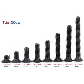 Pack Boulon Machine M3 Tête Plate – 200 Vis