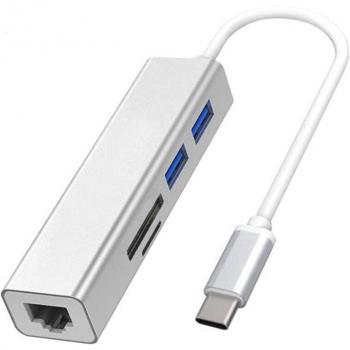 Estación de Acoplamiento USB Tipo C a RJ45 100M con Lector de SD/TF